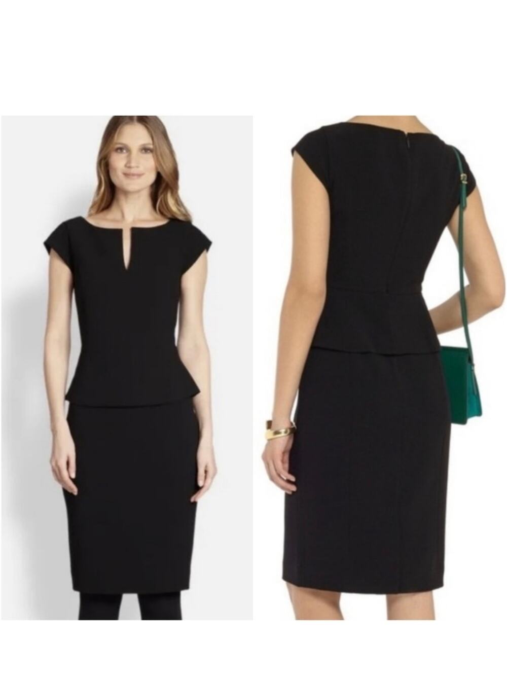 Tory Size Burch 0 Black Peplum Sheath Dress Minimalist Timeless Dress Elegant